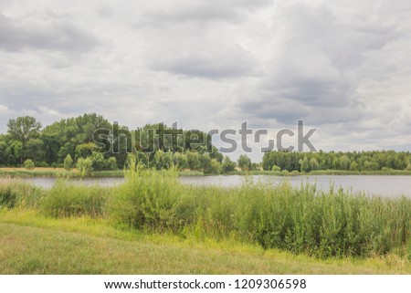 Summer landscape with a lake.Nature in the vicinity of Pruzhany, Brest region, Belarus.