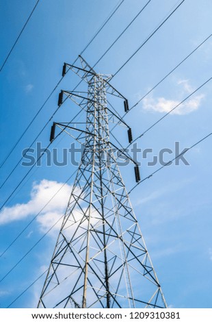 High voltage electric transmission tower.