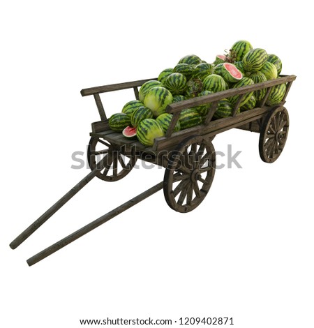 Wooden cart filled to the top with watermelons