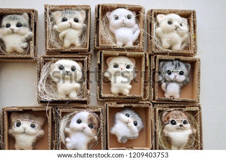 Lovely cats from handmade wool