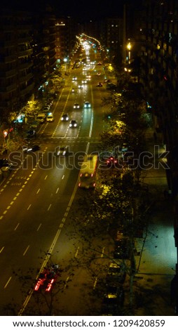 Aerial view of street in Barcelona. Spain. Drone photo