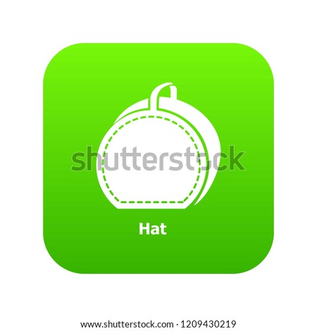 Hat bag icon green vector isolated on white background