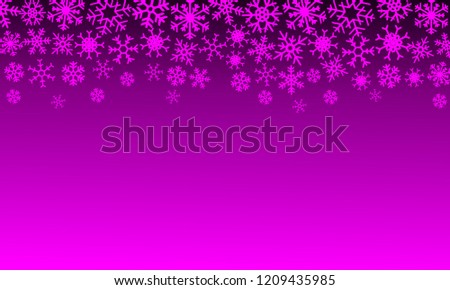 Christmas illustration with snowflakes on gradient background in pink colors. Vector graphic illustration.