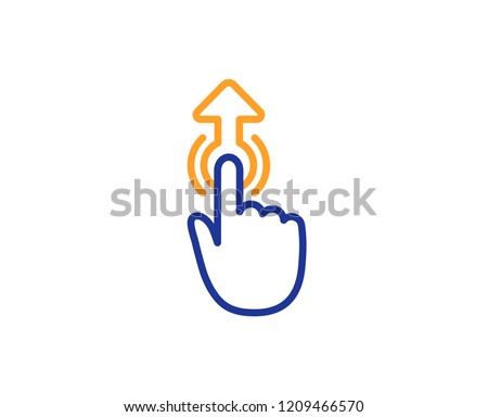 Swipe up line icon. Move finger sign. Touch technology symbol. Colorful outline concept. Blue and orange thin line color icon. Swipe up Vector