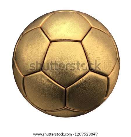 golden soccer ball isolated on white background Royalty-Free Stock Photo #1209523849