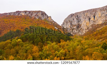 Turda gorge, Romania. The entrance of a spectacular cliff gorge called Cheile Turzii (Turda gorge).