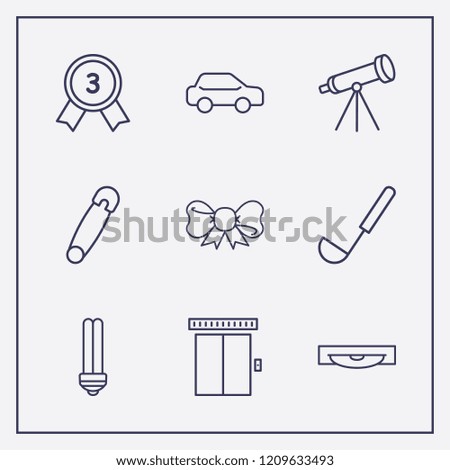 Outline 9 shiny icon set. award, cd, ladle and ribbon vector illustration