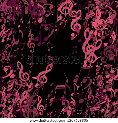 Round Frame of Musical Signs. Modern Background with Notes, Bass and Treble Clefs. Vector Element for Musical Poster, Banner, Advertising, Card. Minimalistic Simple Background.