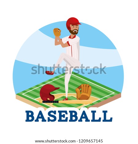baseball player with professional sport uniform