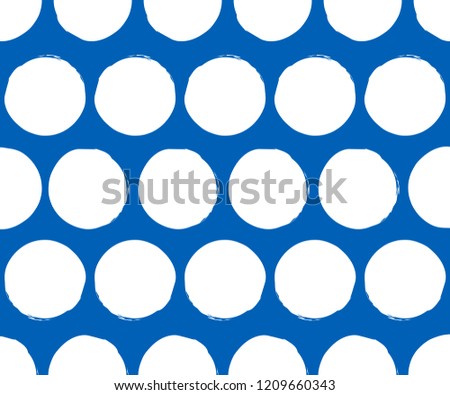 Vintage polka dots white and blue pattern, colorful background - vector abstract background