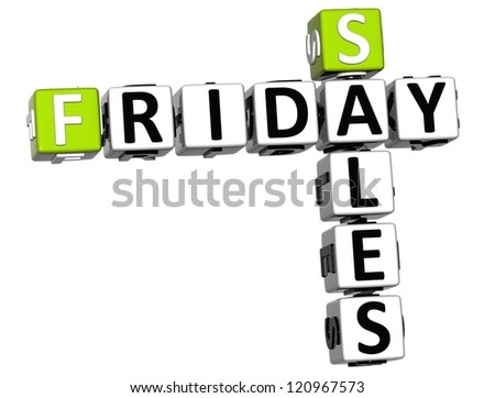 3D Friday Sales Crossword on white background