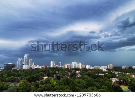 Ominous clouds over Midtown Toronto on a summer day
