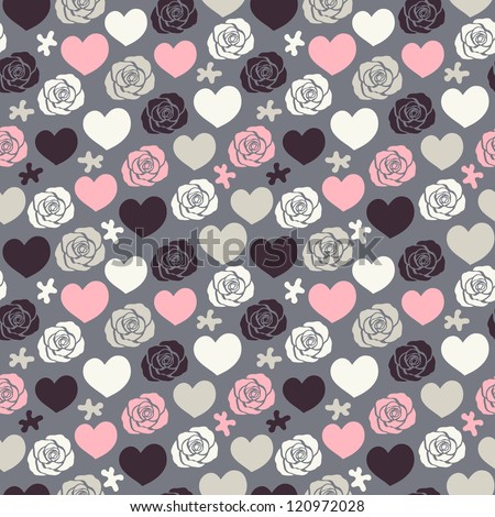 heart rose seamless pattern