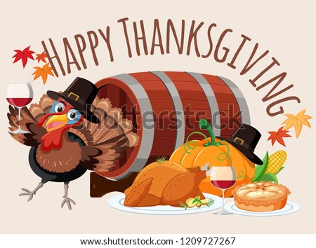 Happy thanksgiving food template illustration