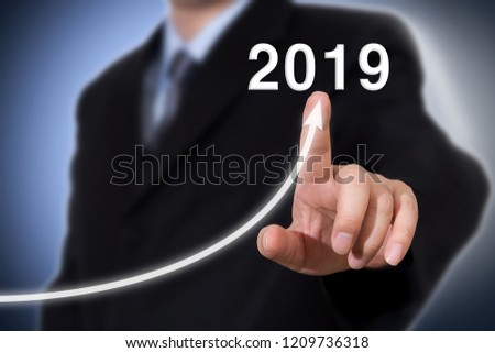 Development and growth 2019 concept. Businessman new year concept.