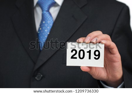 Development and growth 2019 concept. Businessman new year concept.