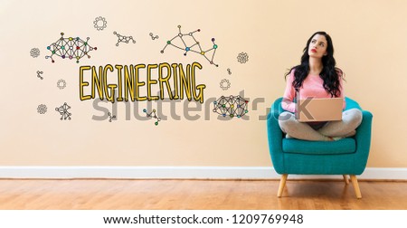 Engineering with young woman using a laptop computer 