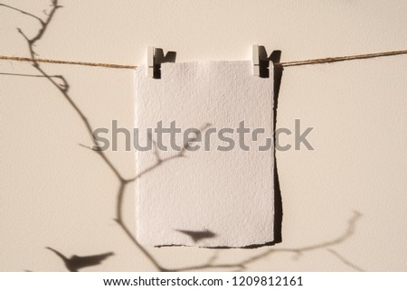 Empty card mockup,Wall Art Mockup,Print hanger Mockup. Handmade paper A5