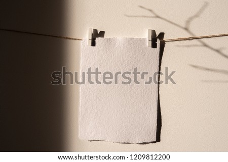 Empty card mockup,Wall Art Mockup,Print hanger Mockup. Handmade paper A5