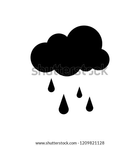 clip art icon of cloud and rain silhouette design in vector isolated on white background