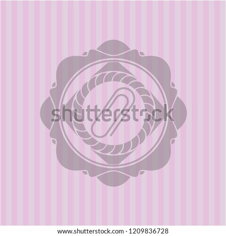 paper clip icon inside retro pink emblem