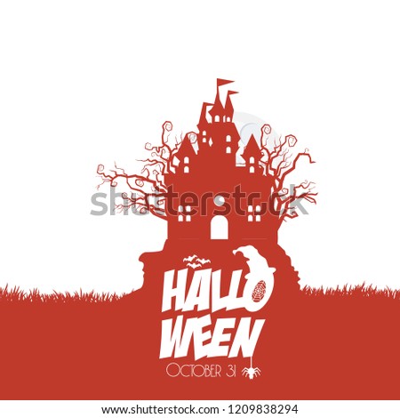 Halloween Party typographic design with white background