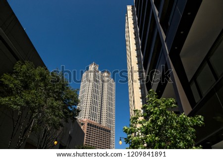 architectural image of tall buildings in downtown of Atlanta, GA 