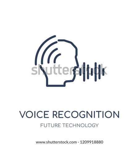 Voice recognition icon. Voice recognition linear symbol design from Future technology collection.