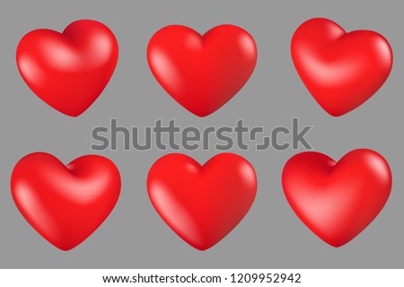 Vector Illustration, Red hearts different 6 rotation Royalty-Free Stock Photo #1209952942