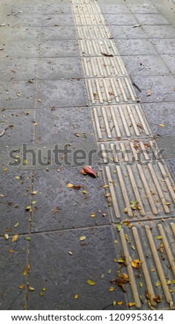 Tactile footpath for blind handicap at the roadside in Lamphun, North of Thailand