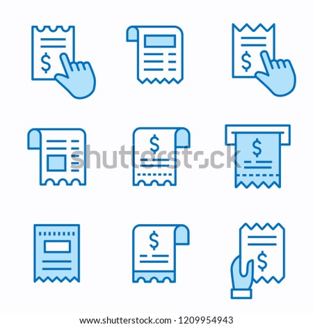 Receipt flat line icons. Set of purchase, shop, bill, payment and more. Editable Stroke. Change to any size and any colour.