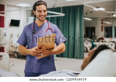 Handsome young physician at a hospital