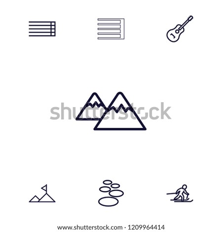 Rock icon. collection of 7 rock outline icons such as spa stone, guitar strings, guitar, mountain. editable rock icons for web and mobile.