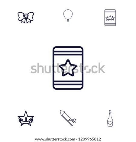 Celebration icon. collection of 7 celebration outline icons such as star, bow, 1st place star, champagne bottle with heart. editable celebration icons for web and mobile.