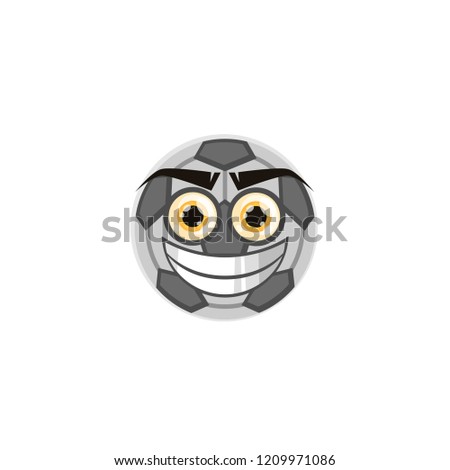 Angry and funny character of socer ball with face, vector illustration isolated on white background