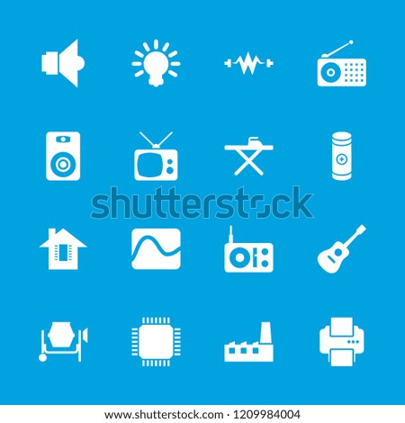 Electrical icon. collection of 16 electrical filled icons such as battery, lamp, bulb, electricity, radio, concrete mixer. editable electrical icons for web and mobile.