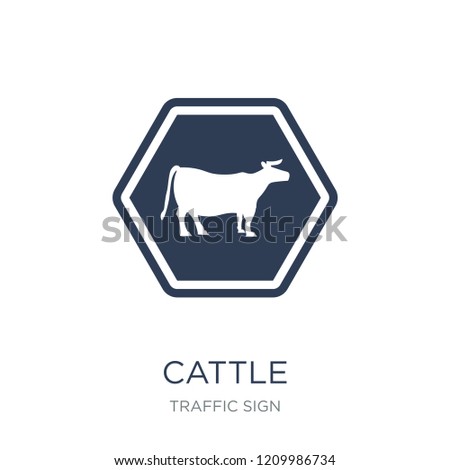 cattle sign icon. Trendy flat vector cattle sign icon on white background from traffic sign collection, vector illustration can be use for web and mobile, eps10