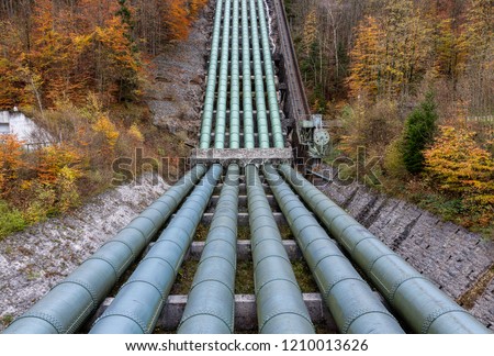 Hydroelectric Power Station, the six penstocks Royalty-Free Stock Photo #1210013626
