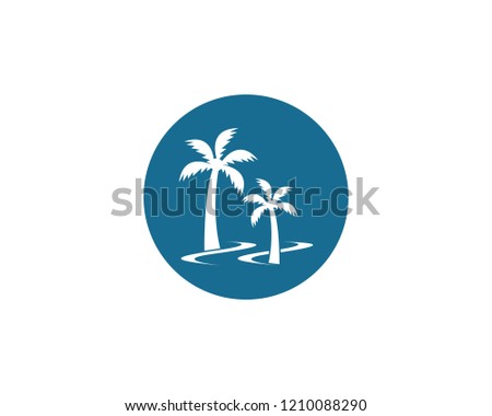Palm tree beach holidays logo vector template