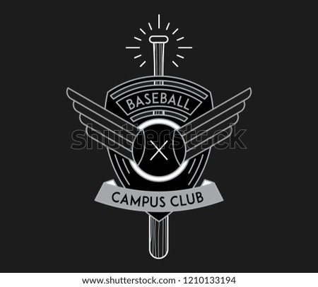 Baseball campus club white on black is a vector illustration about sport