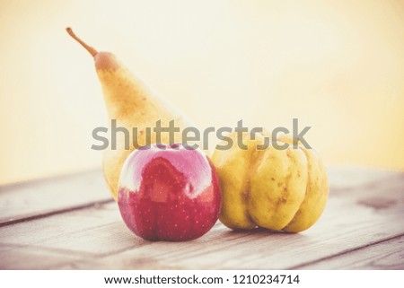 Autumn fruits organic pears and apples