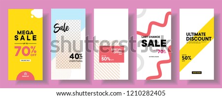 set of Instagram stories sale banner background, instagram template photo, can be use for, landing page, website, mobile app, poster, flyer, coupon, gift card, smartphone template, web design Royalty-Free Stock Photo #1210282405