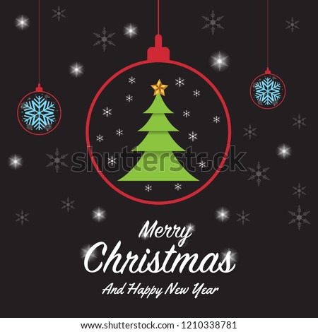 illustration of happy Christmas and New Year, xmas greeting card