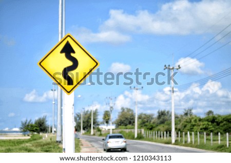 yellow Traffic Signs left and right curve