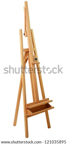 Wooden easel, empty  isolated on white background