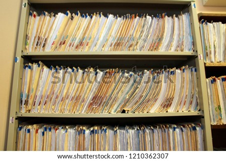 The medical record are put away in a neat and orderly manner. Royalty-Free Stock Photo #1210362307