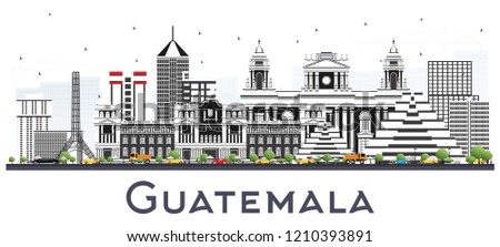 Guatemala City Skyline with Gray Buildings Isolated on White. Vector Illustration. Business Travel and Tourism Concept with Modern Architecture. Guatemala Cityscape with Landmarks.