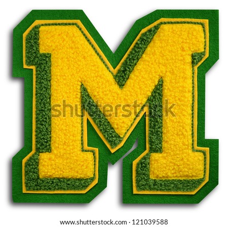 Photograph of School Sports Letter - Green and Yellow M