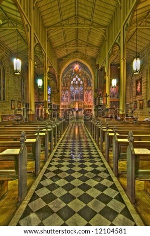 Internal architecture of a Christ Church Saint Lawrence in Sydney, Australia