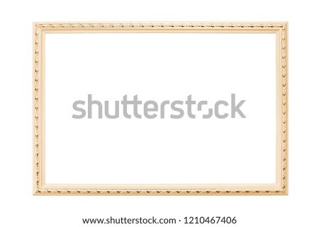Gold vintage frame for photos, pictures on a white background. Isolated. Horizontal